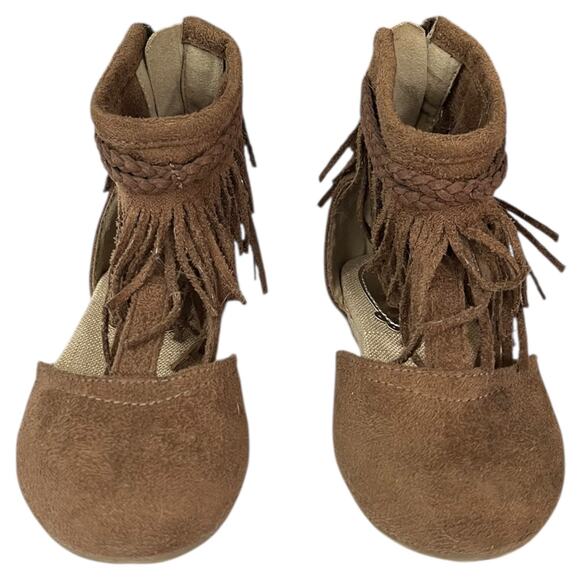 NEW Joyfolie Fennah Fringed Sandals in Pecan Brown Suede Toddler Girl Size 8 - Picture 2 of 6